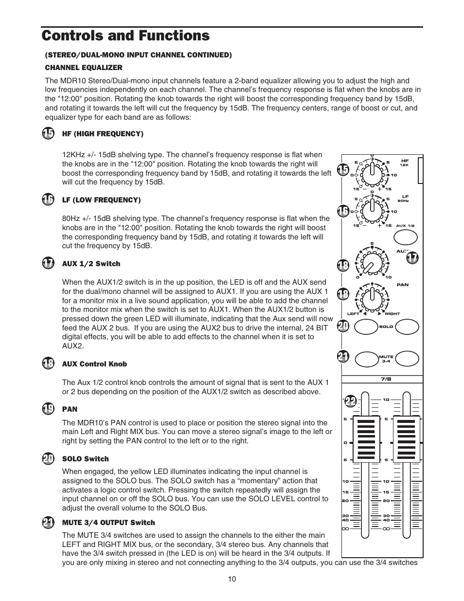 Controls and functions | Samson MDR10 User Manual | Page 12 / 28