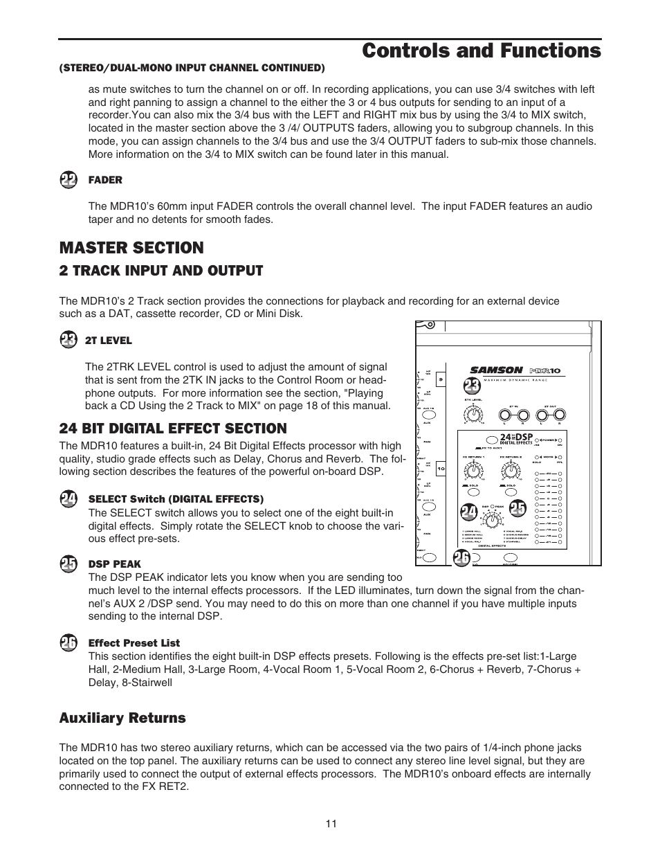 Controls and functions | Samson MDR10 User Manual | Page 13 / 28