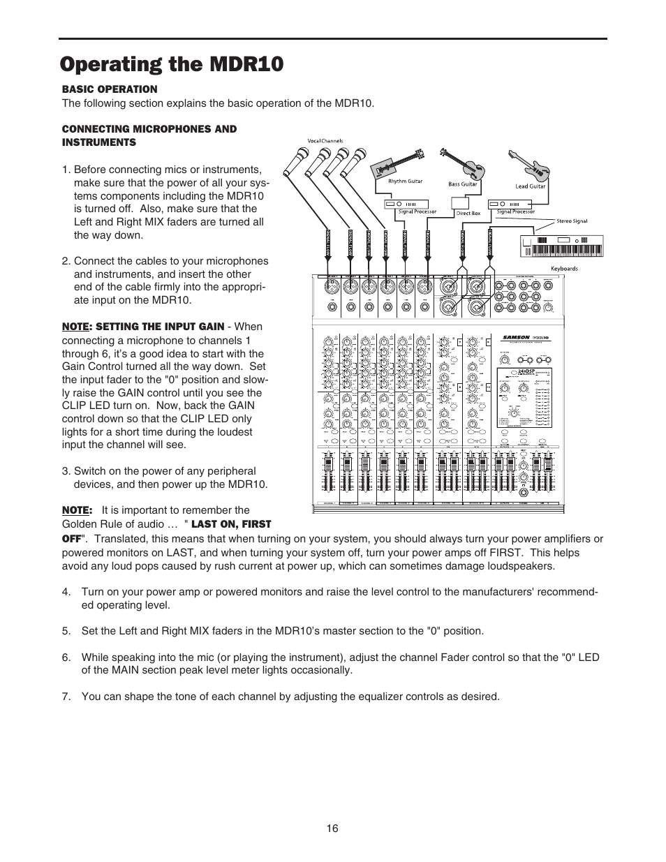 Operating the mdr10 | Samson MDR10 User Manual | Page 18 / 28