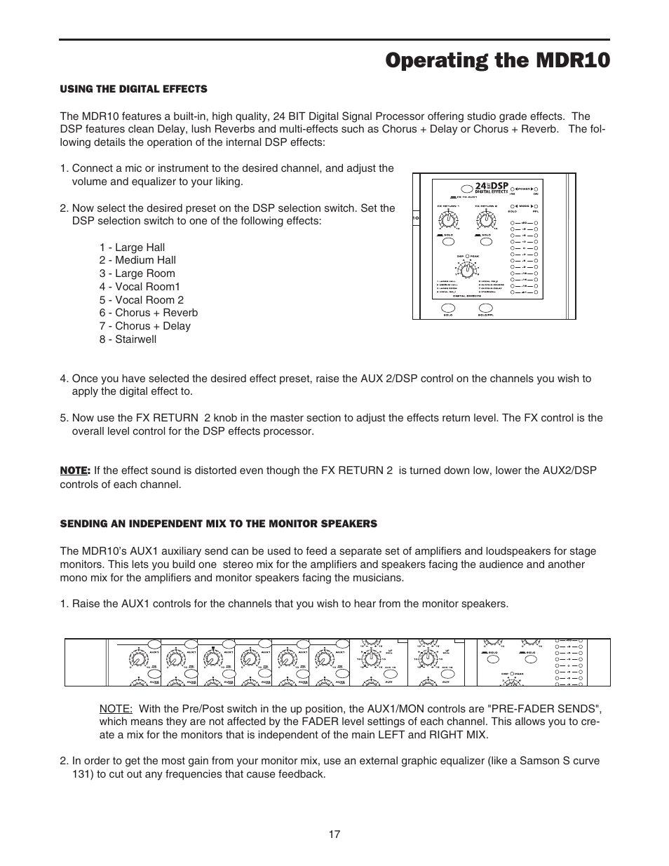 Operating the mdr10 | Samson MDR10 User Manual | Page 19 / 28