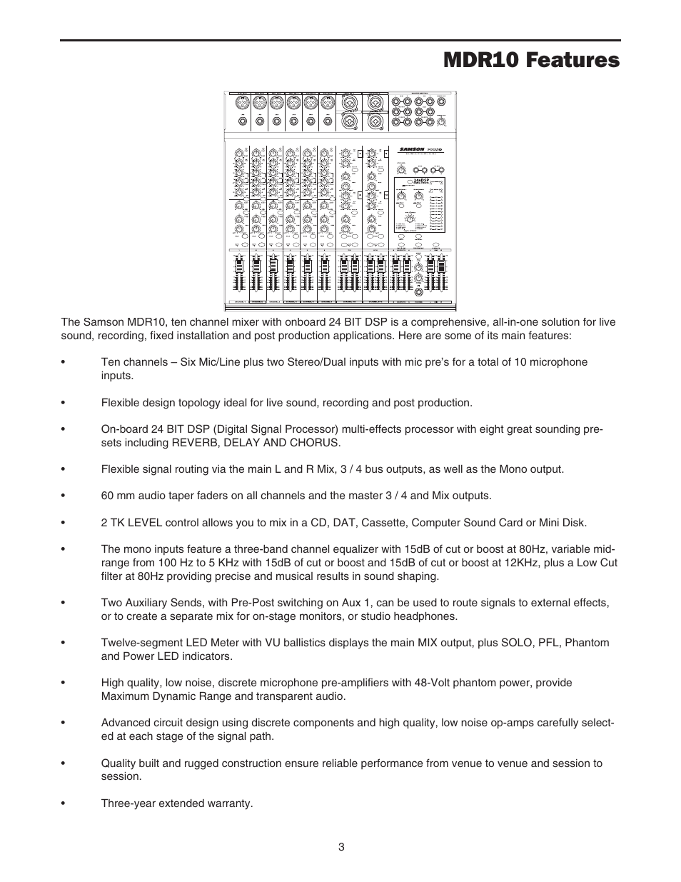 Mdr10 features | Samson MDR10 User Manual | Page 5 / 28