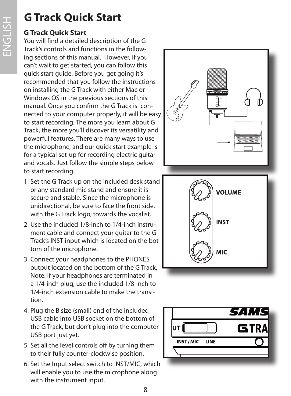 G track quick start, English | Samson G Track User Manual | Page 10 / 88