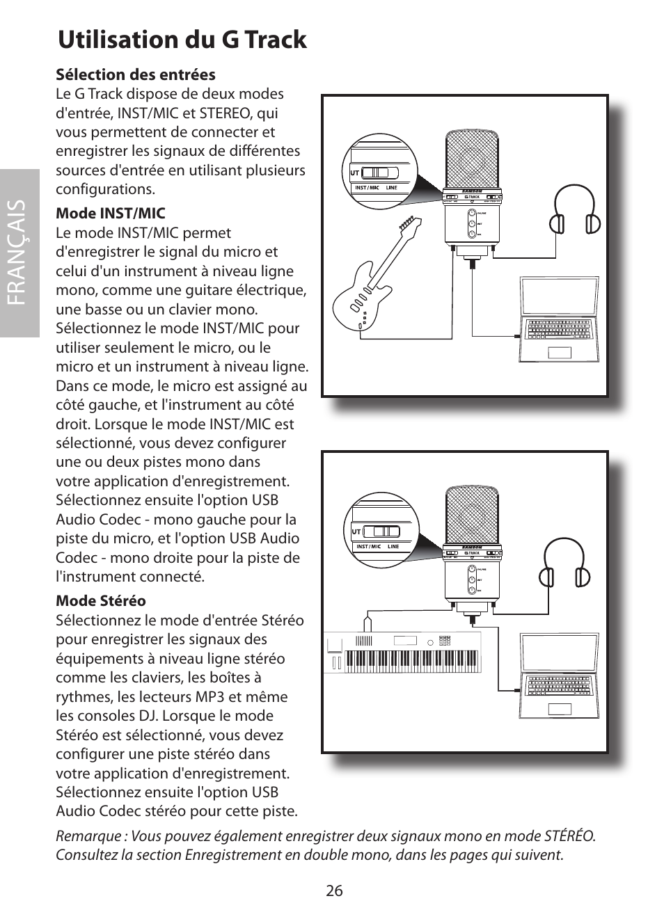 Utilisation du g track, Fr anç ais | Samson G Track User Manual | Page 28 / 88