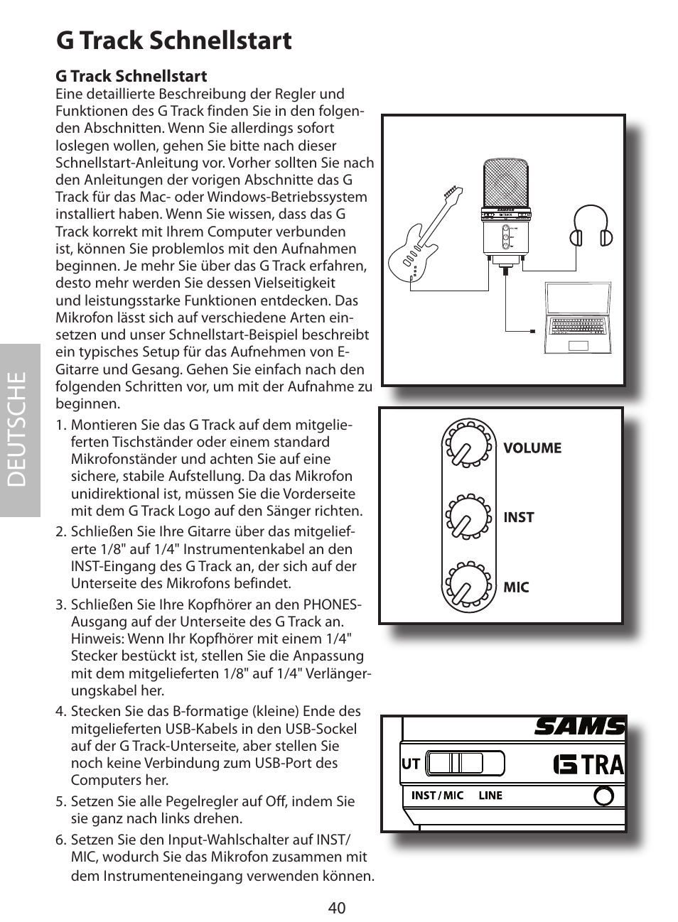 G track schnellstart, Deut sche | Samson G Track User Manual | Page 42 / 88