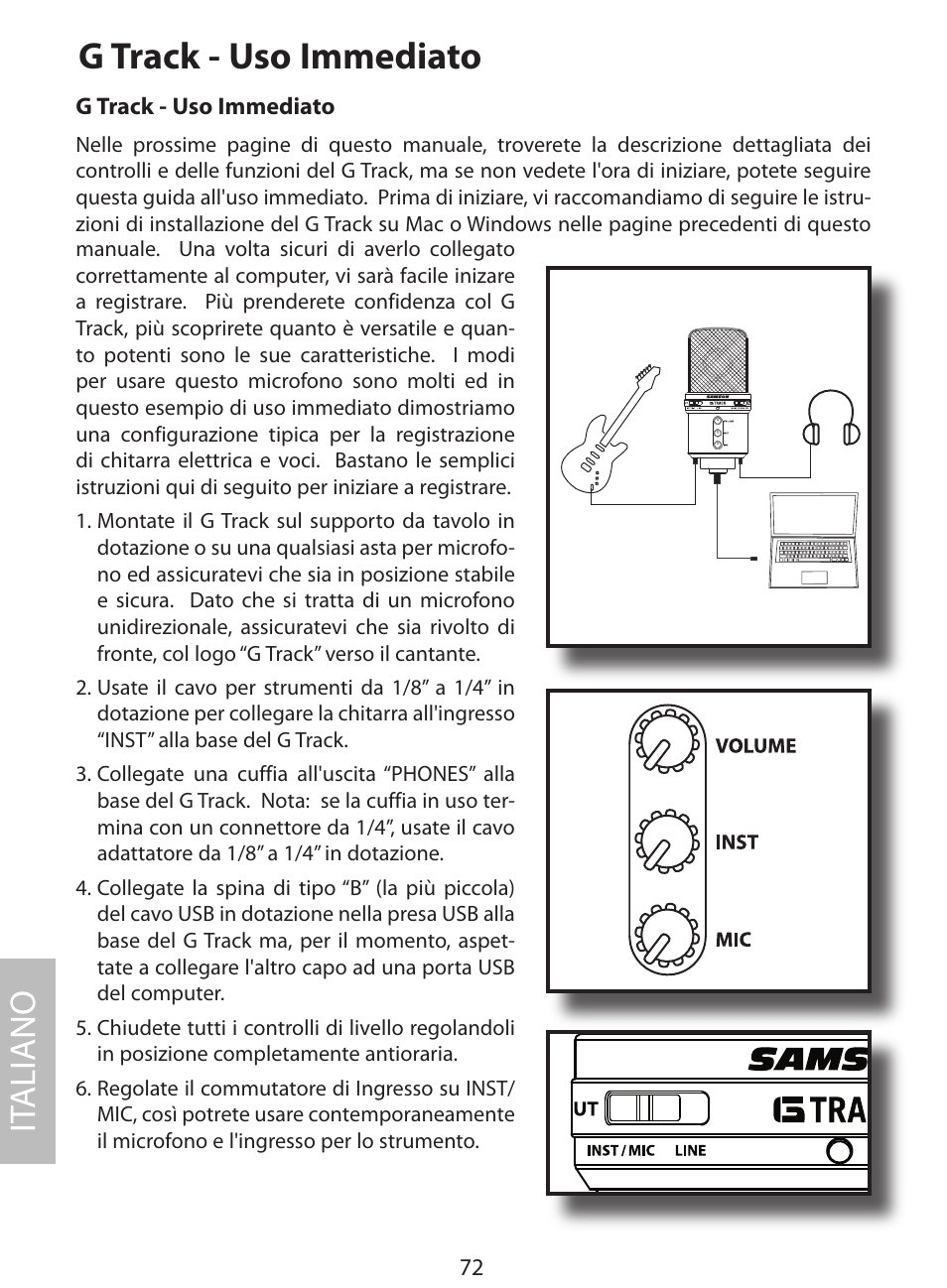 G track - uso immediato, It aliano | Samson G Track User Manual | Page 74 / 88