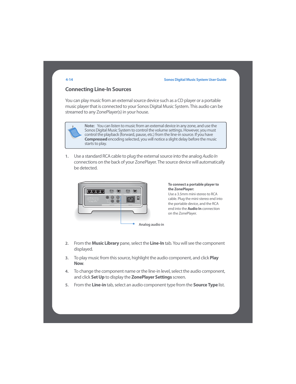Connecting line-in sources, Connecting line-in sources -14 | Sonos Digital Music System User Manual | Page 58 / 114