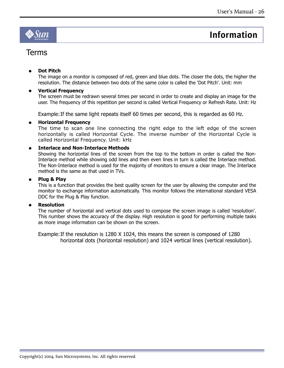 Information, Terms, 1.terms | Sun Microsystems Computer Monitor User Manual | Page 36 / 43