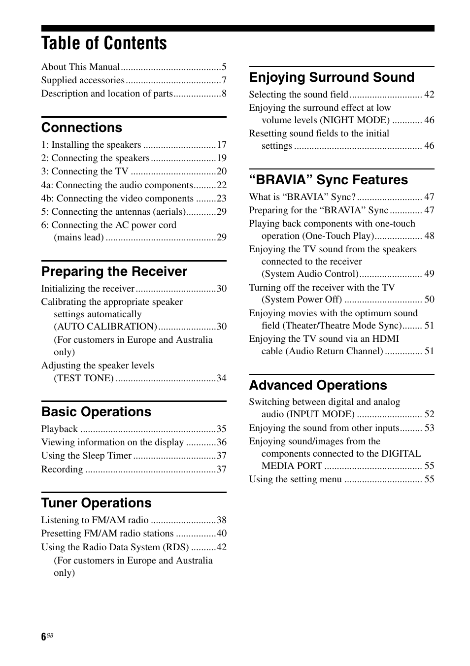 Sony STR-DH510 User Manual | Page 6 / 80