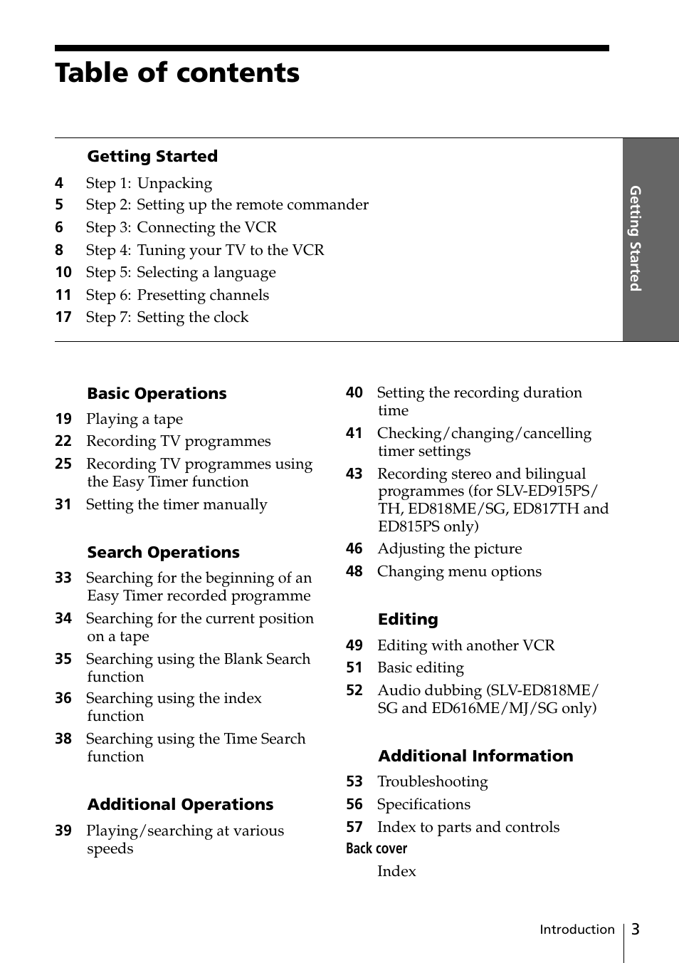 Sony SLV-ED818ME User Manual | Page 3 / 61