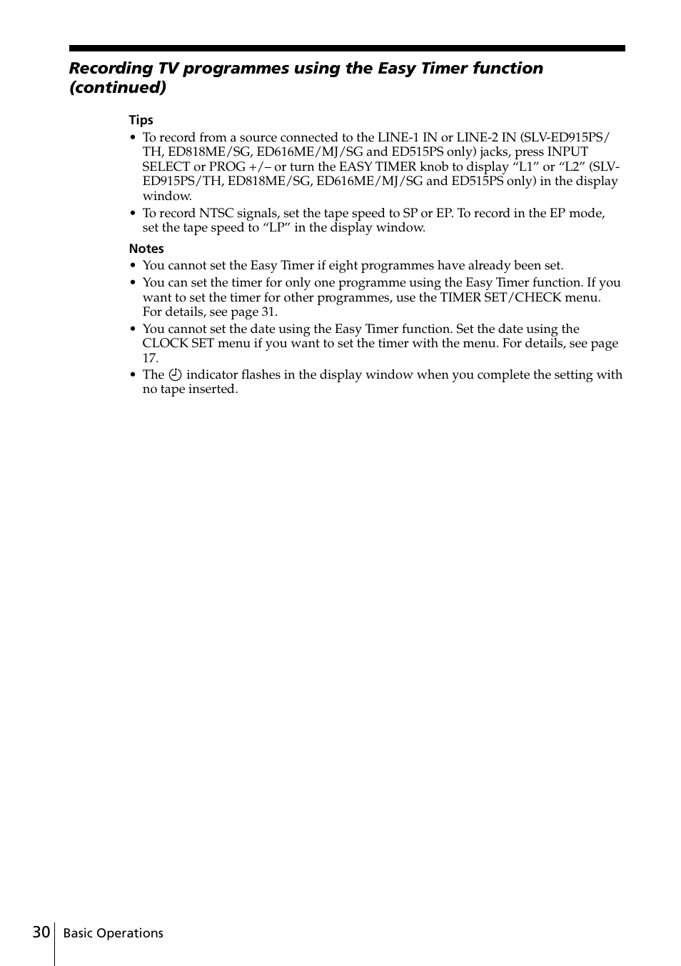 Sony SLV-ED818ME User Manual | Page 30 / 61