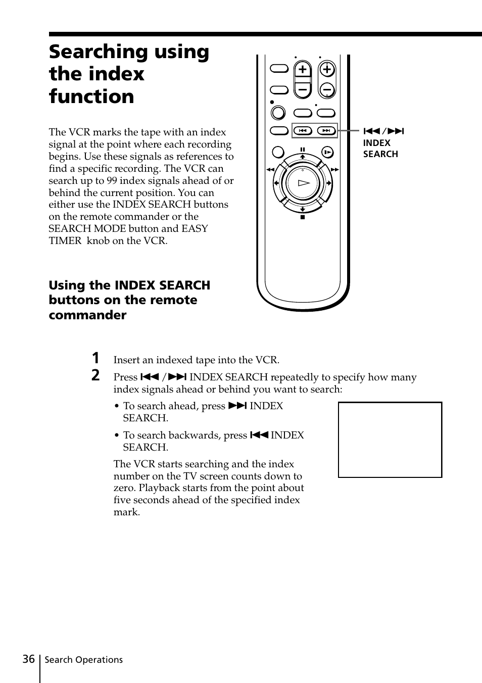 Searching using the index function | Sony SLV-ED818ME User Manual | Page 36 / 61