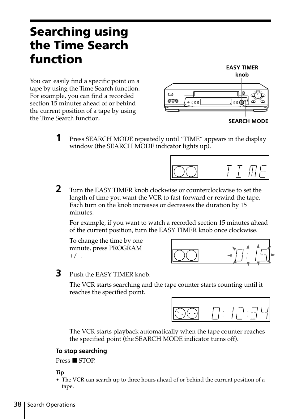 Searching using the time search function | Sony SLV-ED818ME User Manual | Page 38 / 61