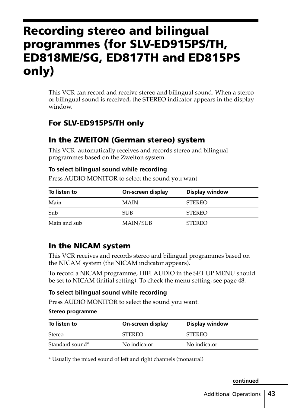 Sony SLV-ED818ME User Manual | Page 43 / 61