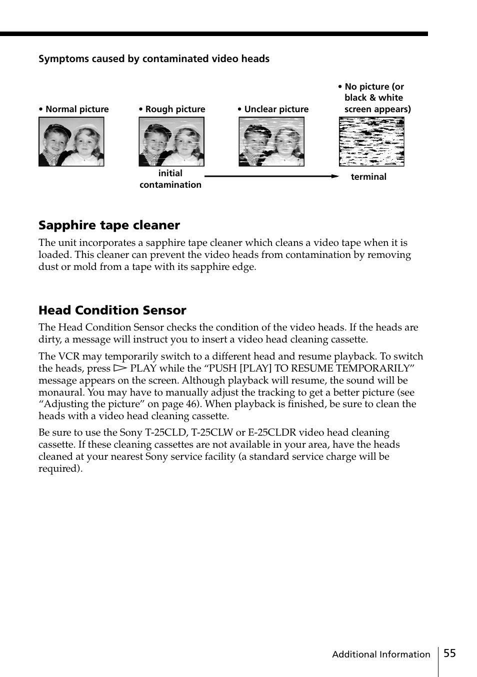 Sapphire tape cleaner, Head condition sensor | Sony SLV-ED818ME User Manual | Page 55 / 61