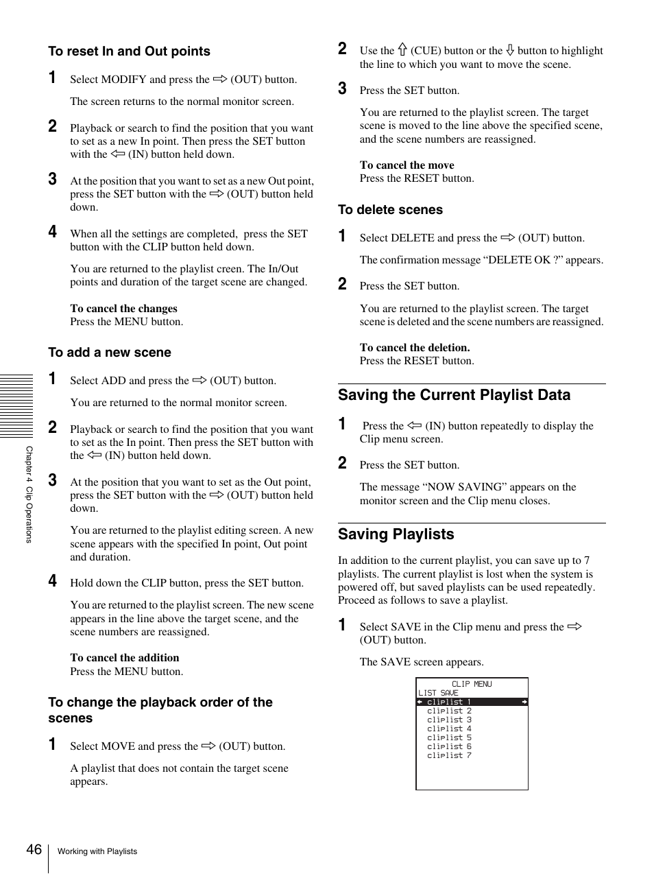 Saving the current playlist data, Saving playlists | Sony DSR-DR1000A User Manual | Page 46 / 105