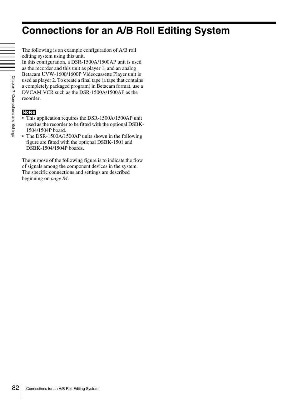 Connections for an a/b roll editing system | Sony DSR-DR1000A User Manual | Page 82 / 105