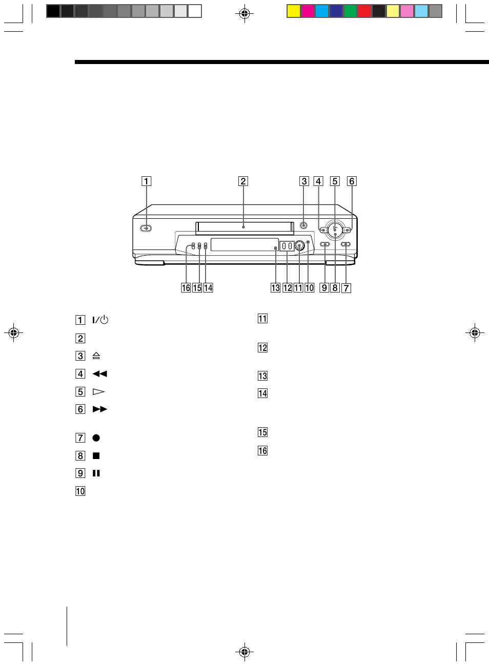 Index to parts and controls, Front panel | Sony SLV-ED313ME User Manual | Page 50 / 53