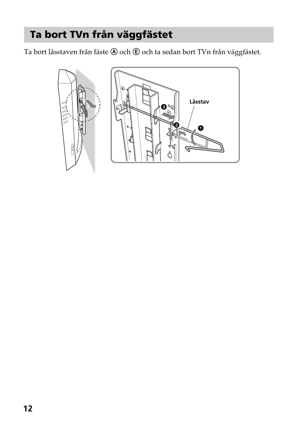 Ta bort tvn från väggfästet | Sony SU-W210 User Manual | Page 96 / 148