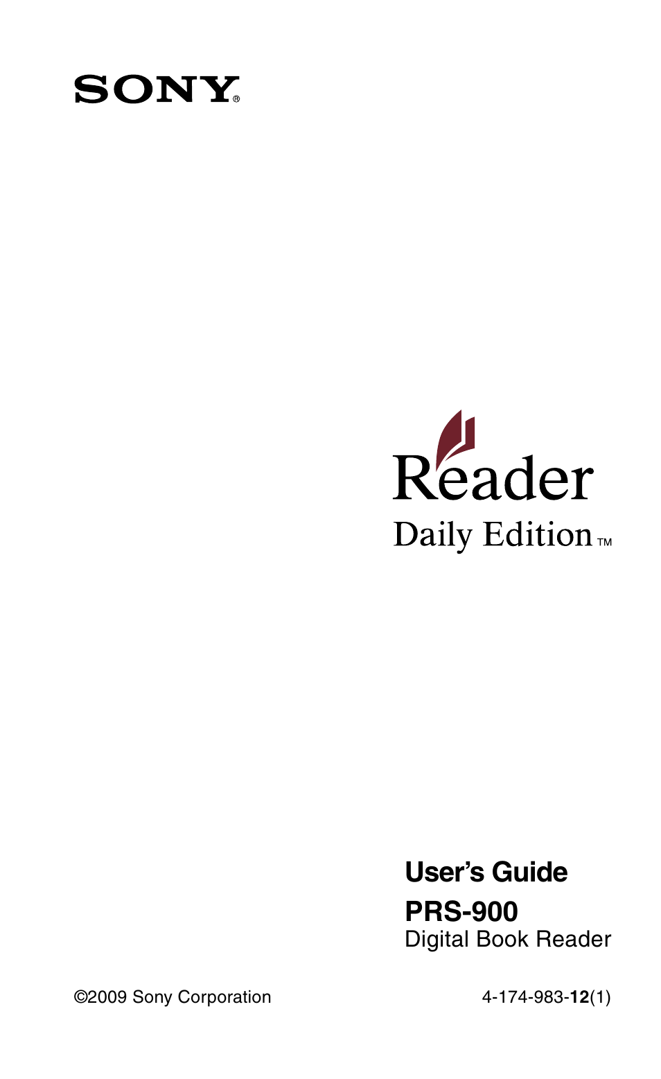 Sony Reader Daily Edition 4-174-983-12(1) User Manual | 202 pages