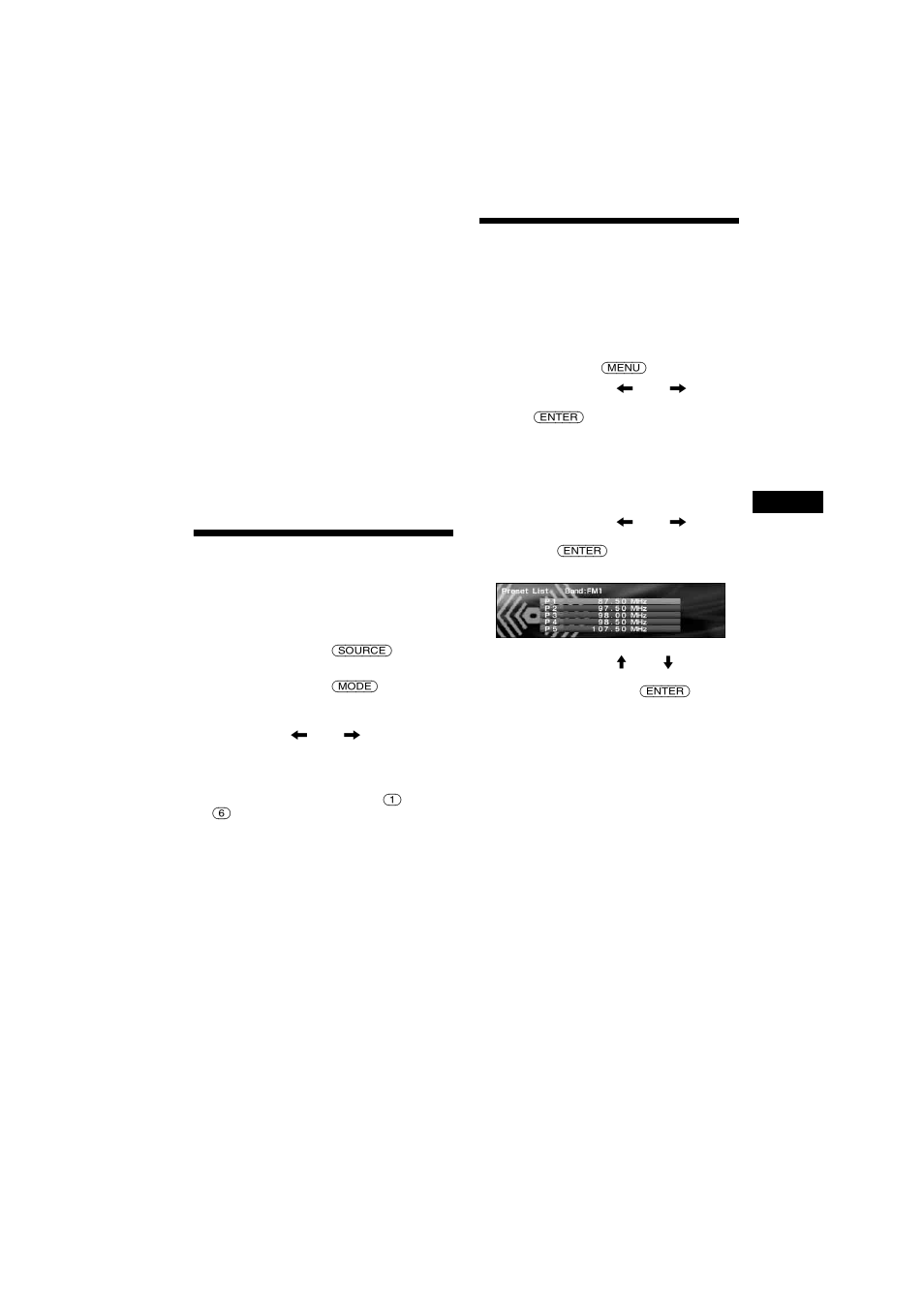 Speichern bestimmter radiosender, Einstellen eines senders anhand einer liste, Preset list | Sony 2-581-922-11 User Manual | Page 59 / 218