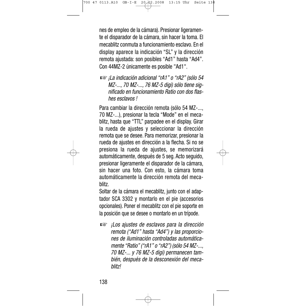 Sony Metz SCA 3302 M7 User Manual | Page 138 / 160