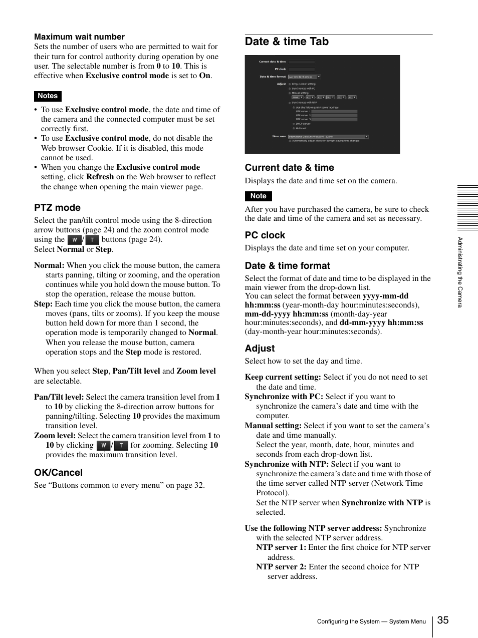 Date & time tab | Sony CH240 User Manual | Page 35 / 128