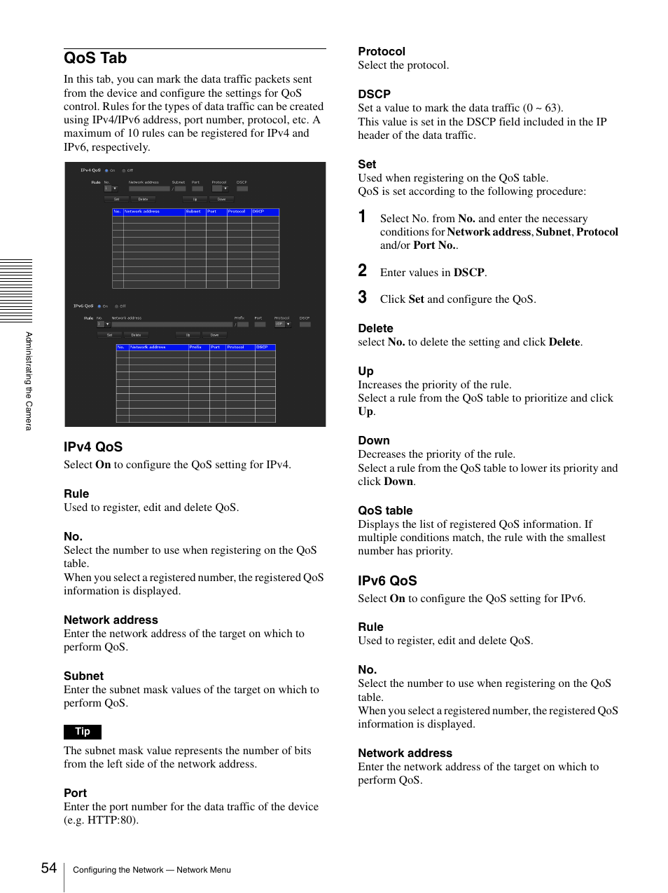 Qos tab | Sony CH240 User Manual | Page 54 / 128