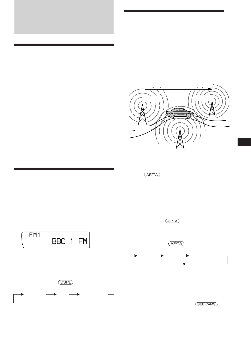 Overview of the rds function, Displaying the station name, Re-tuning the same programme automatically | Bbc 1 fm, F m 1 | Sony XR-C850RDS User Manual | Page 9 / 140