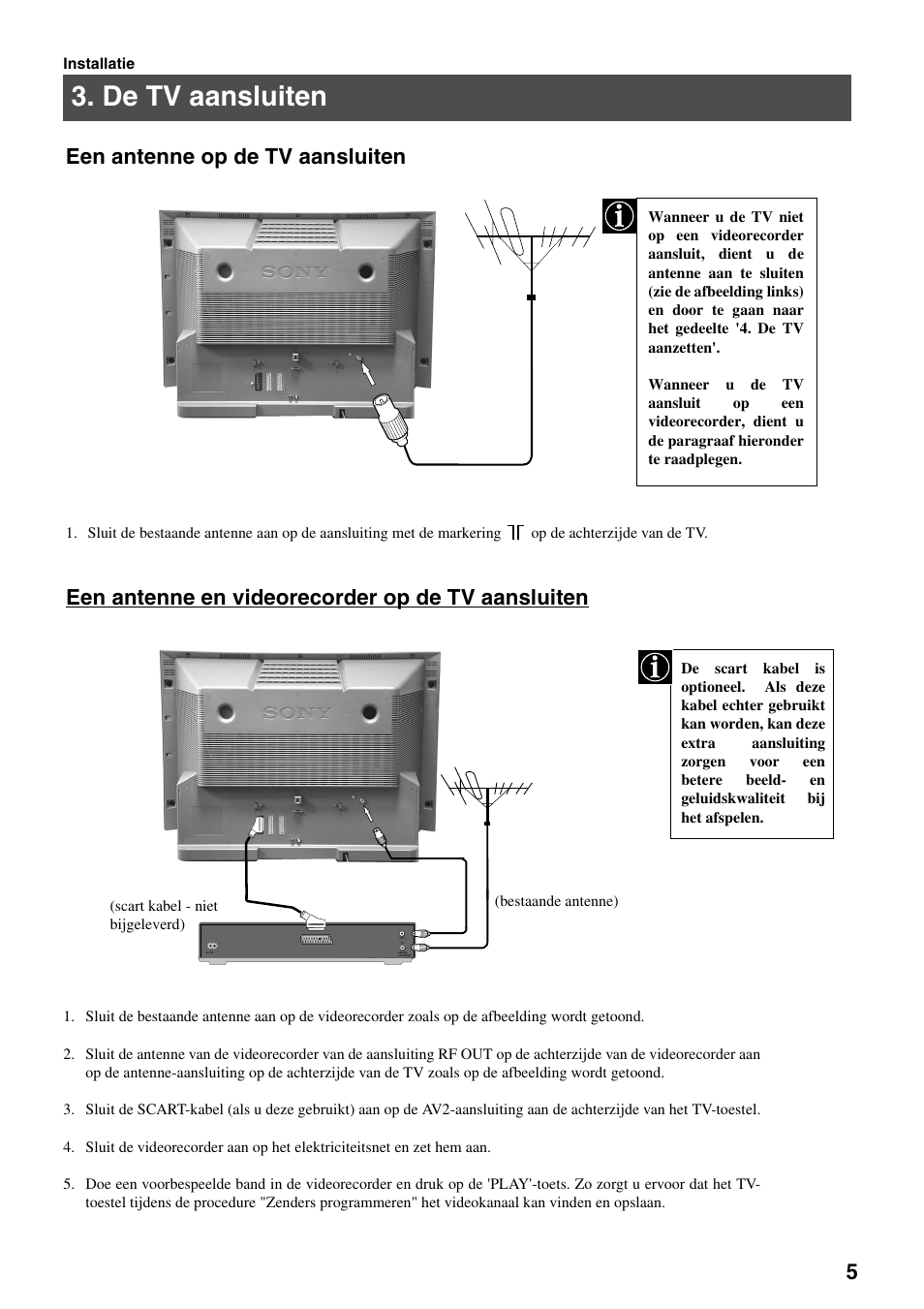 De tv aansluiten | Sony FD Trinitron KV-32FX65 B User Manual | Page 115 / 140