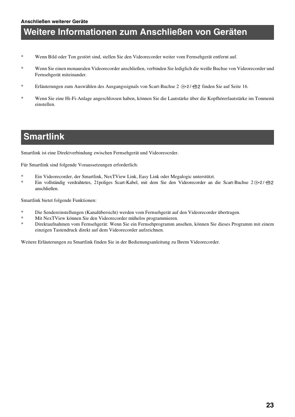 Weitere informationen zum anschließen von geräten, Smartlink | Sony FD Trinitron KV-32FX65 B User Manual | Page 25 / 140