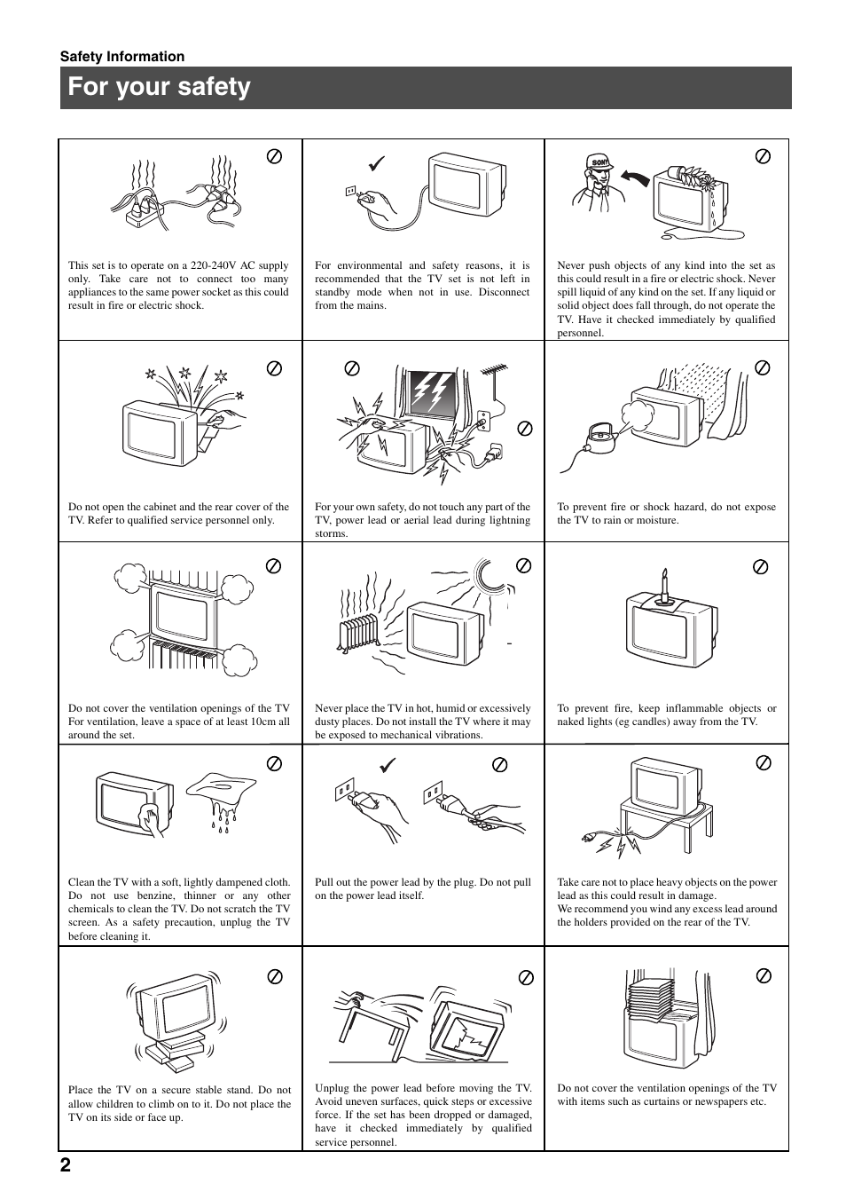 For your safety | Sony FD Trinitron KV-32FX65 B User Manual | Page 60 / 140