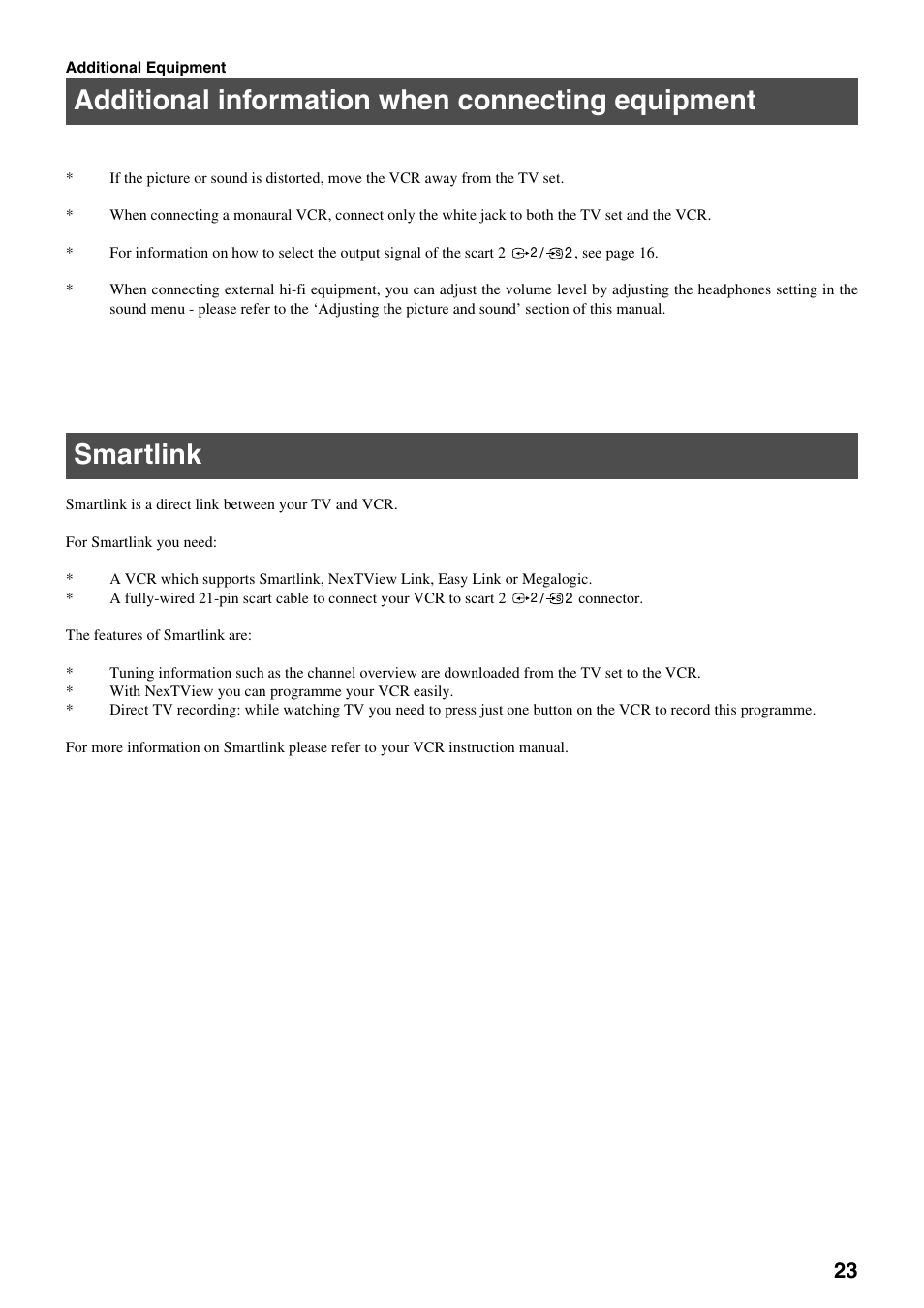 Additional information when connecting equipment, Smartlink | Sony FD Trinitron KV-32FX65 B User Manual | Page 81 / 140