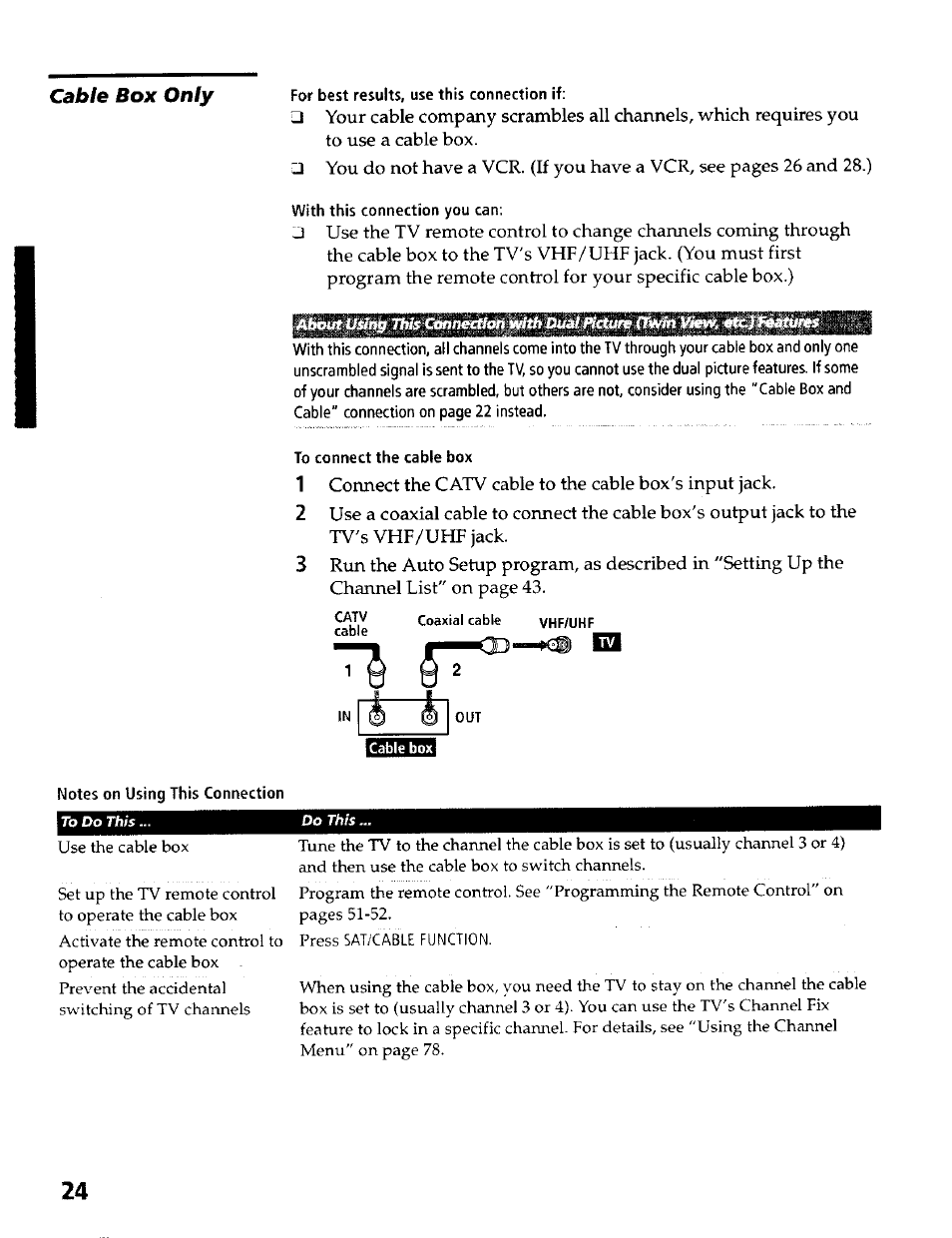 Cable box only | Sony KP- 57WV600 User Manual | Page 25 / 100