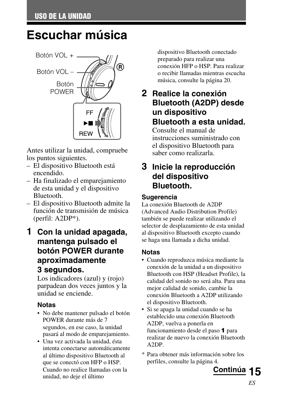Escuchar música | Sony DR BT22 User Manual | Page 41 / 56