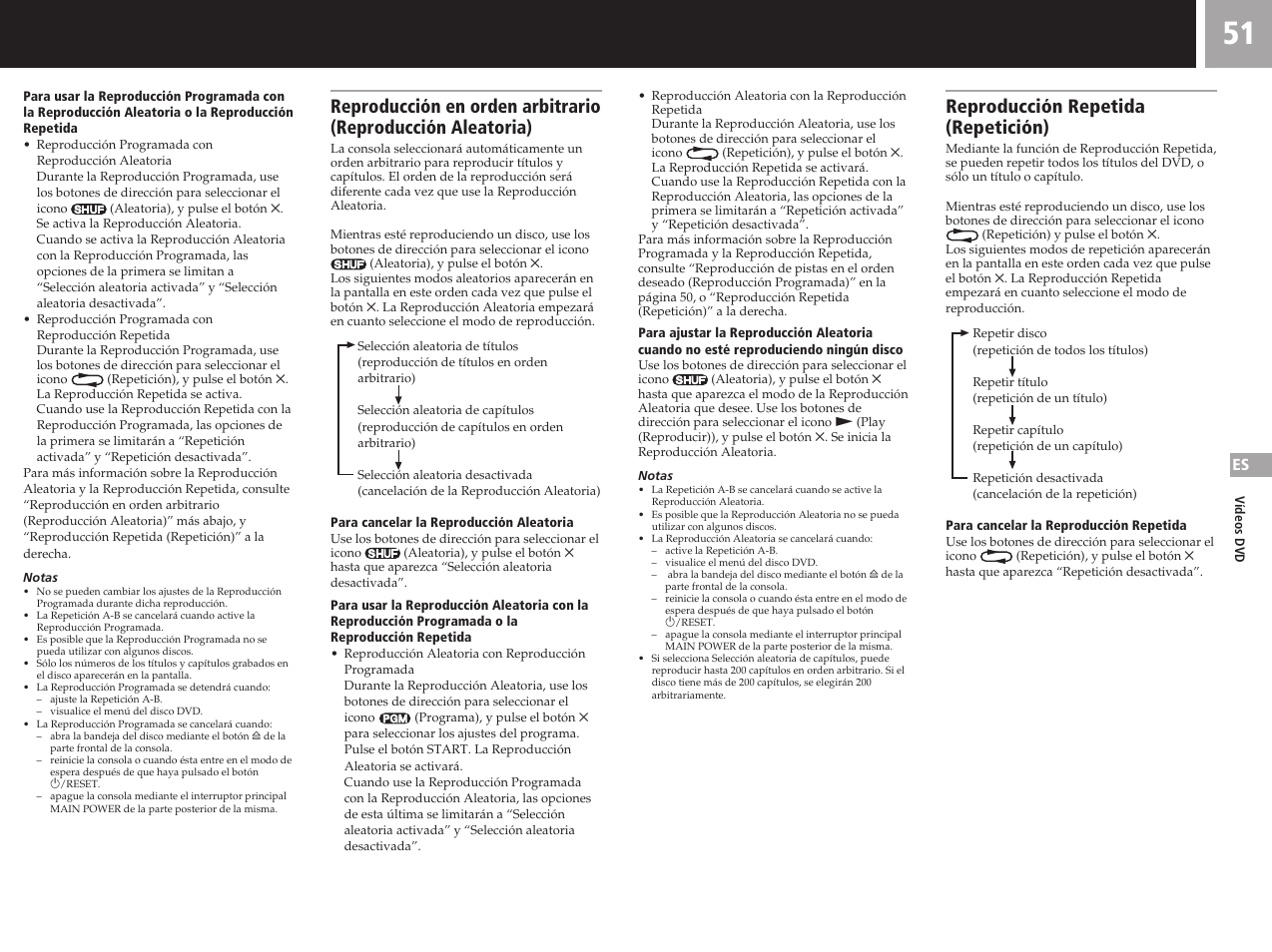 Reproducción repetida (repetición) | Sony SCPH-50011 User Manual | Page 51 / 64