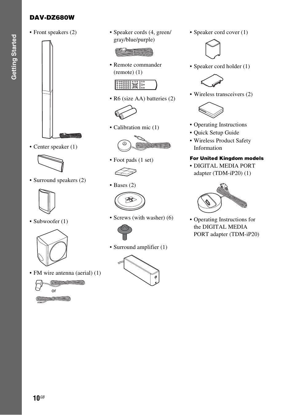 Sony DAV-DZ380W User Manual | Page 10 / 136