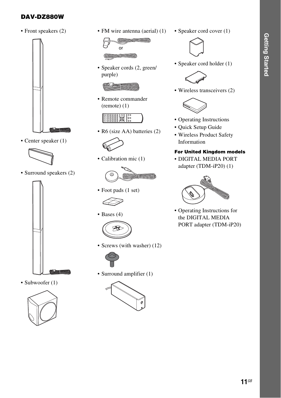 Sony DAV-DZ380W User Manual | Page 11 / 136