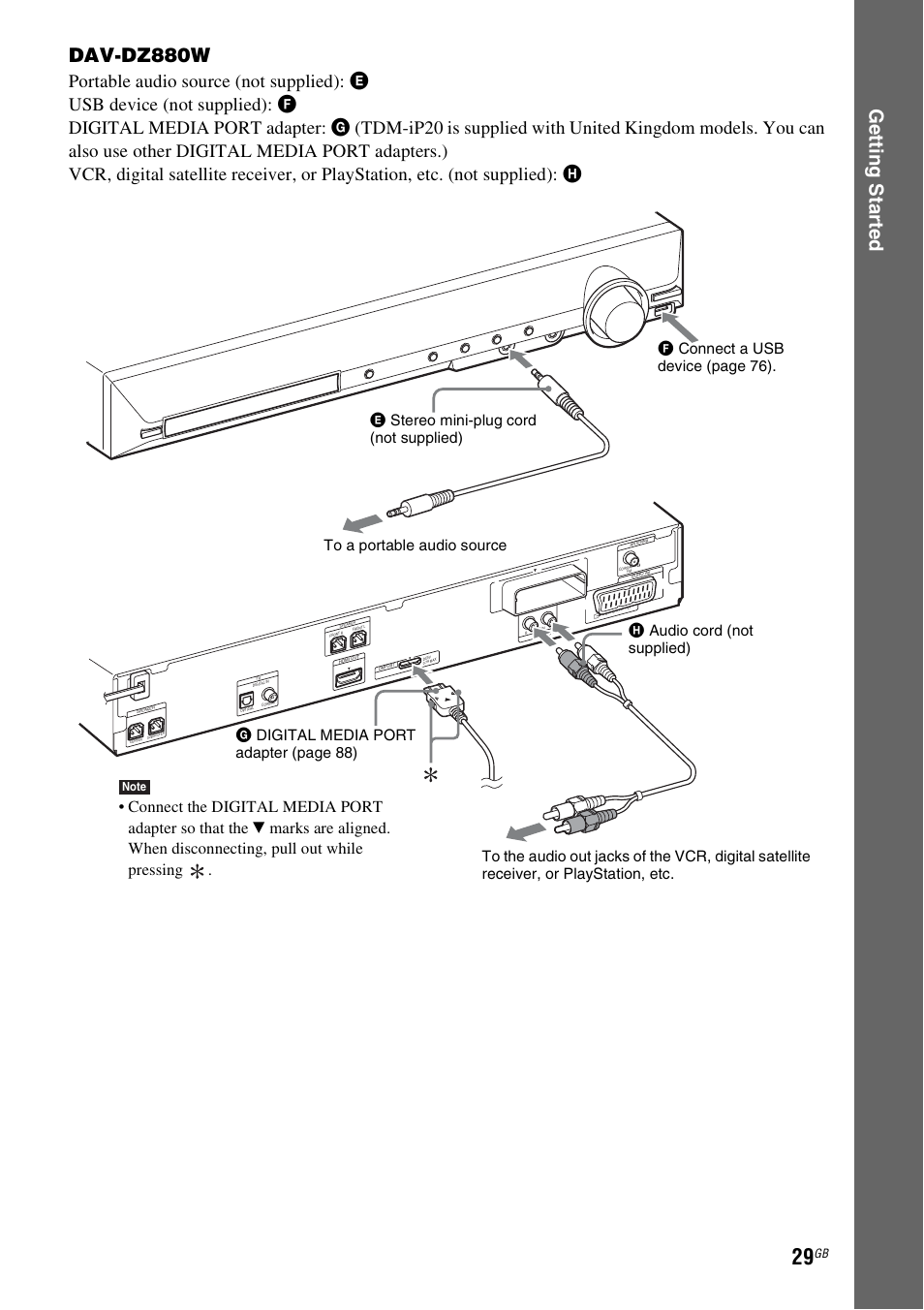 Ge tting star te d dav-dz880w | Sony DAV-DZ380W User Manual | Page 29 / 136