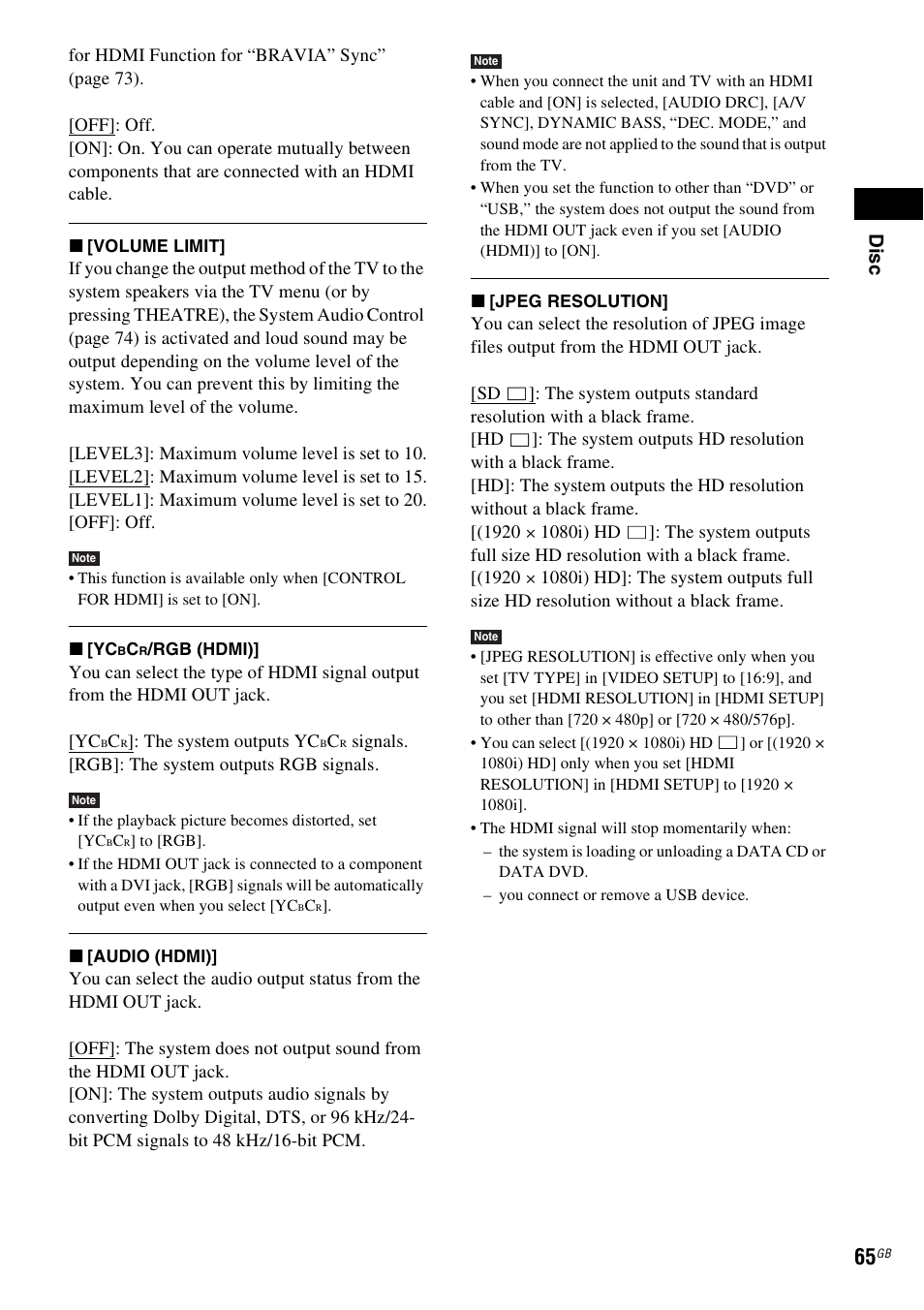 Dis c | Sony DAV-DZ380W User Manual | Page 65 / 136