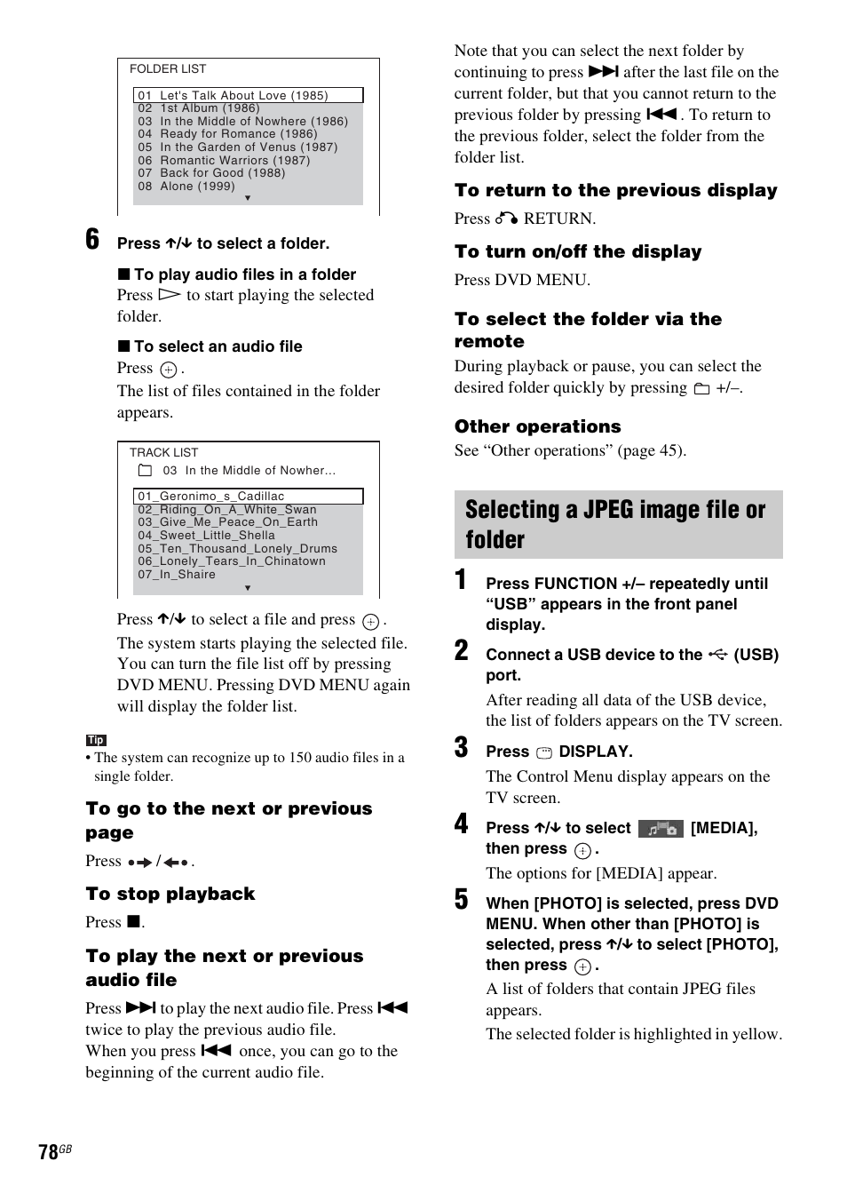 Selecting a jpeg image file or folder | Sony DAV-DZ380W User Manual | Page 78 / 136