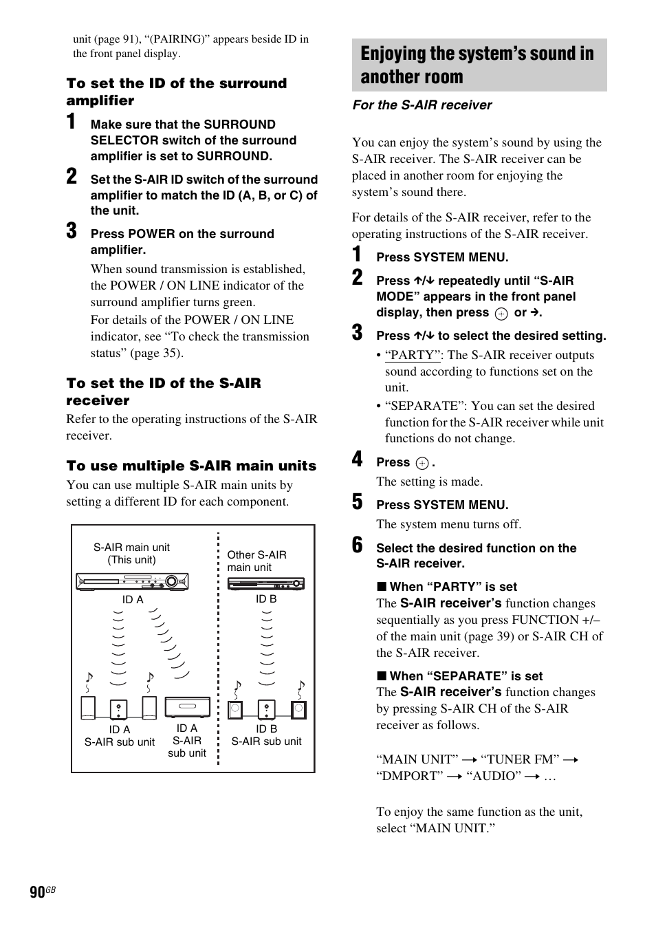 Enjoying the system’s sound in another room | Sony DAV-DZ380W User Manual | Page 90 / 136