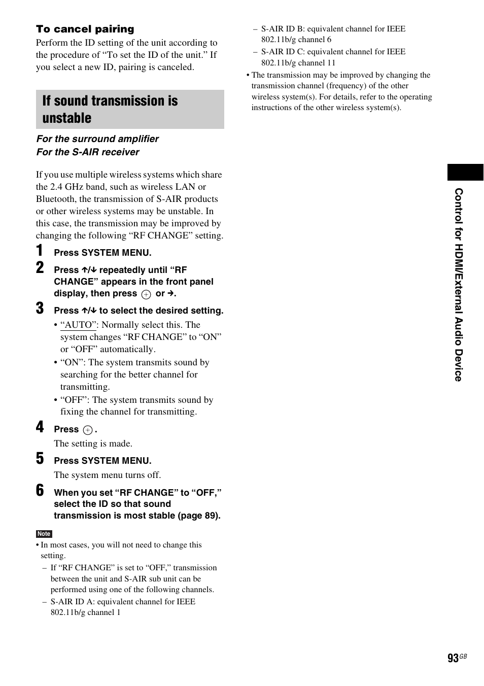 If sound transmission is unstable | Sony DAV-DZ380W User Manual | Page 93 / 136