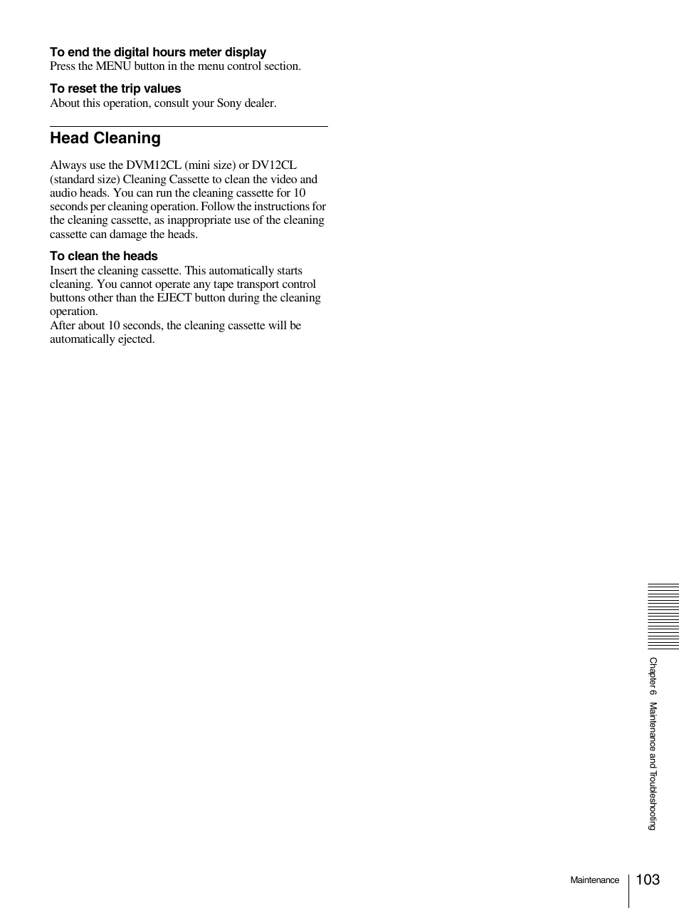 Head cleaning | Sony 1500AP User Manual | Page 103 / 125