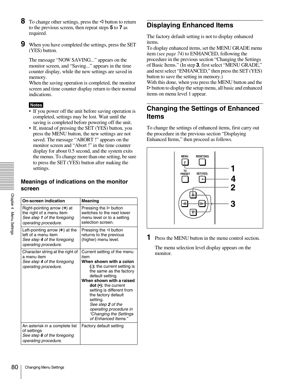 Displaying enhanced items, Changing the settings of enhanced items | Sony 1500AP User Manual | Page 80 / 125