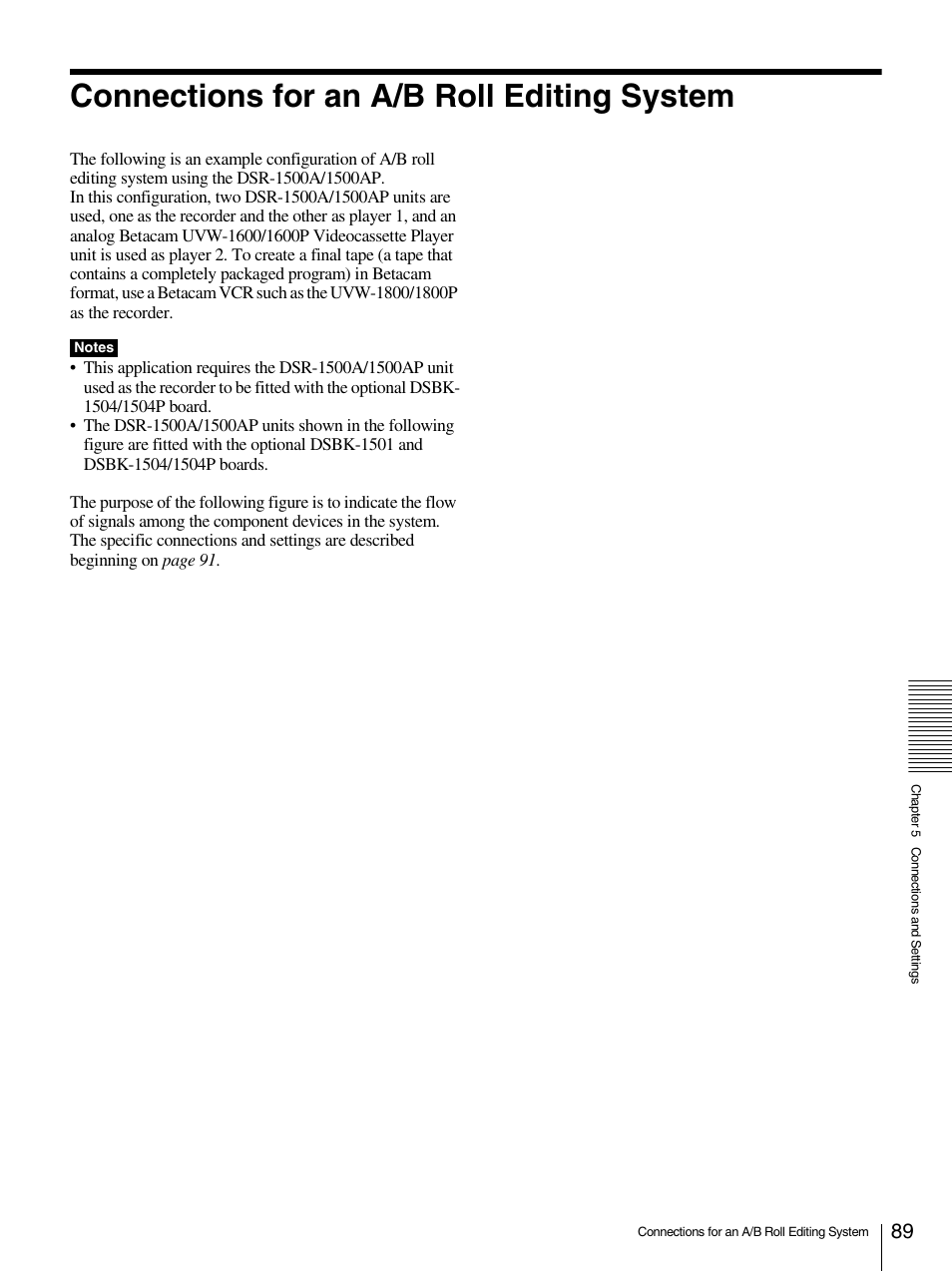 Connections for an a/b roll editing system | Sony 1500AP User Manual | Page 89 / 125