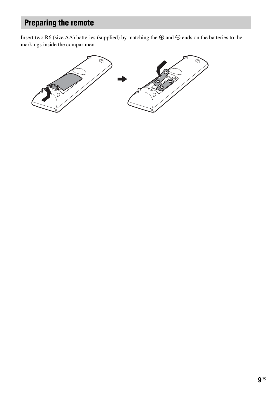 Preparing the remote | Sony IZ1000W User Manual | Page 9 / 88