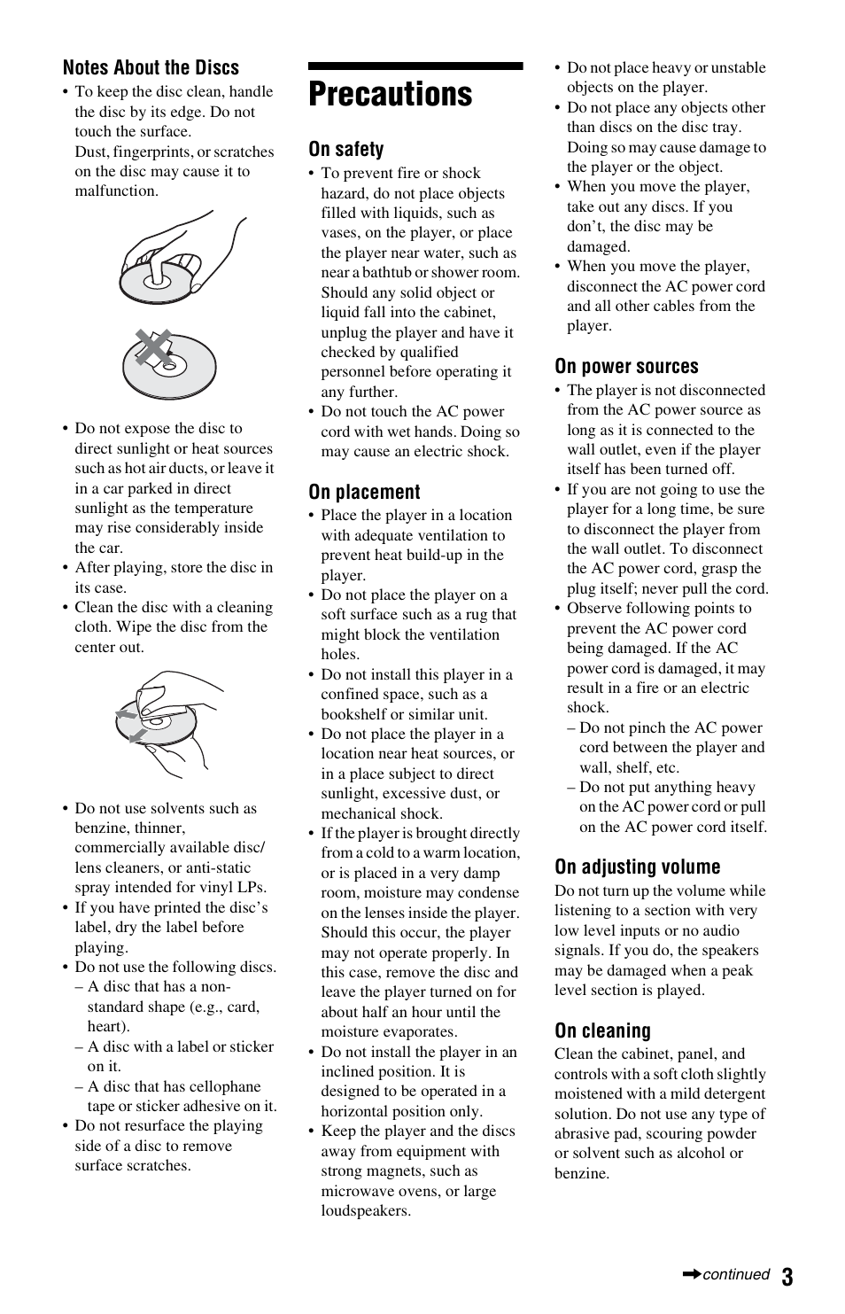 Precautions | Sony BDP-BX1 User Manual | Page 3 / 79