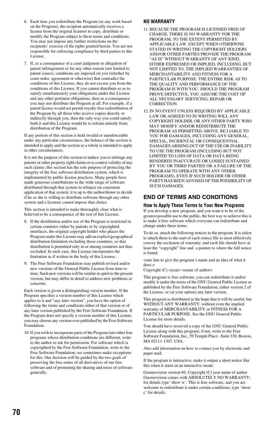 End of terms and conditions | Sony BDP-BX1 User Manual | Page 70 / 79