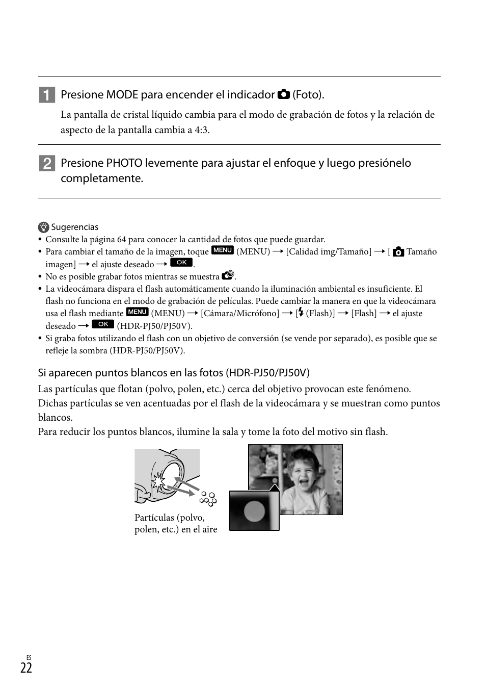 Presione mode para encender el indicador (foto) | Sony XR160 User Manual | Page 98 / 151