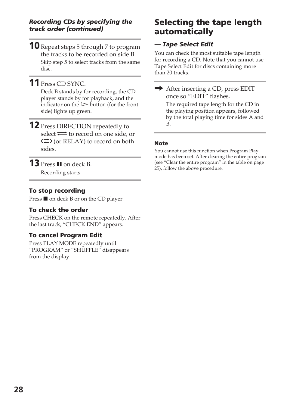 Selecting the tape length automatically | Sony XB88AV User Manual | Page 28 / 52